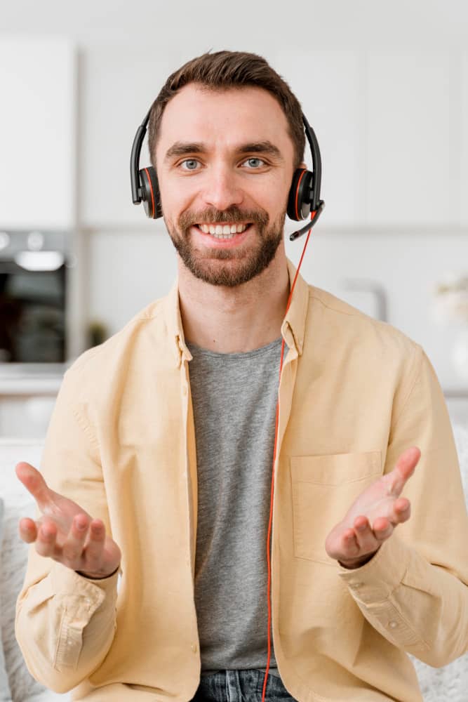 man with headset video call 1 -